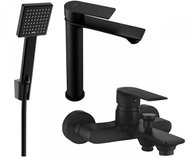 Mexen Royo R45 Basin and bath mixer set with accessories, black (72213R45-70) - Tap