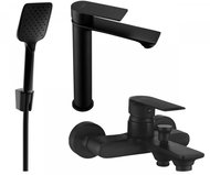 Mexen Royo R62 Basin and bath mixer set with accessories, black (72213R62-70) - Tap