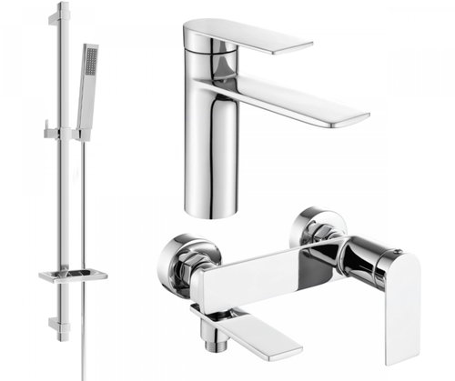 Mexen Zero Set basin + bath mixer with accessories DQ02, chrome (71103DQ02-00) - Tap - Main image