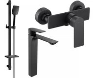 Mexen Alexa Set basin + shower mixer with accessories DQ62, black (71214DQ62-70) - Tap