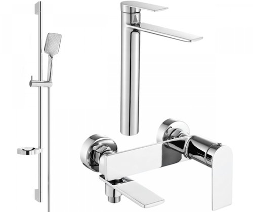 Mexen Zero Set basin + bath mixer with accessories DS62, chrome (7113DS62-00) - Tap - Main image