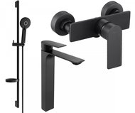 Mexen Alexa Set basin + shower mixer with accessories DS40, black (71214DS40-70) - Tap