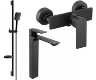 Mexen Alexa Set basin + shower mixer with accessories DS62, black (71214DS62-70) - Tap