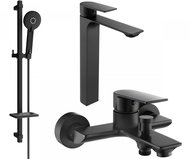 Mexen Alexa Set basin + bath mixer with accessories DQ40, black (71213DQ40-70) - Tap
