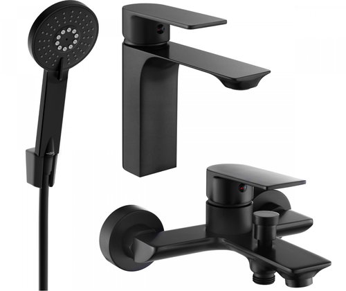 Mexen Alexa Set basin + bath mixer with accessories R40, black (71203R40-70) - Tap - Main image