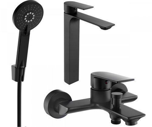 Mexen Alexa Set basin + bath mixer with accessories R40, black (71213R40-70) - Tap - Main image