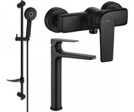 Mexen Lynx DF40 Set basin and shower mixer with accessories, black (745914DF40-70) - Tap