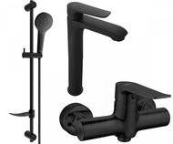 Mexen Pecos DF05 Set basin mixer + shower mixer with accessories, black (72714DF05-70) - Tap