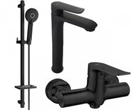 Mexen Pecos DQ40 Set basin mixer + shower mixer with accessories, black (72714DQ40-70) - Tap
