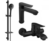 Mexen Pecos DQ40 Basin and bath mixer set with accessories, black (72703DQ40-70) - Tap