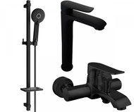 Mexen Pecos DQ40 Basin and bath mixer set with accessories, black (72713DQ40-70) - Tap