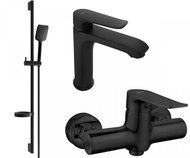 Mexen Pecos DS62 Set basin mixer + shower mixer with accessories, black (72704DS62-70) - Tap