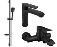 Mexen Pecos DS62 Basin and bath mixer set with accessories, black (72703DS62-70) - Tap