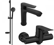 Mexen Pecos DS75 Set basin mixer + shower mixer with accessories, black (72704DS75-70) - Tap