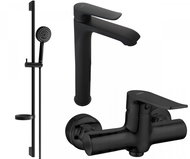 Mexen Pecos DS75 Set basin mixer + shower mixer with accessories, black (72714DS75-70) - Tap