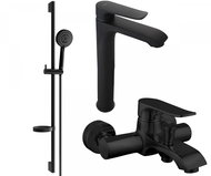 Mexen Pecos DS75 Basin and bath mixer set with accessories, black (72713DS75-70) - Tap