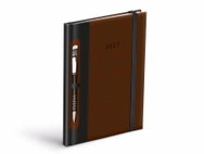 MFP 2027 T805 PU hnědý/černý, na propisku s gumkou - Planner