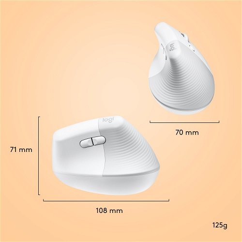 Mouse Vertical Mouse Logitech - Mac Off-white for Ergonomic Lift