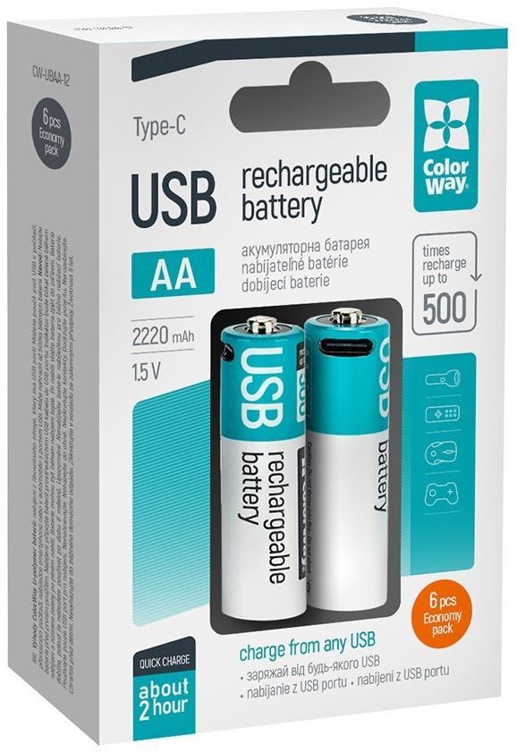ColorWay AA 2200mAh USB-C - 6 db
