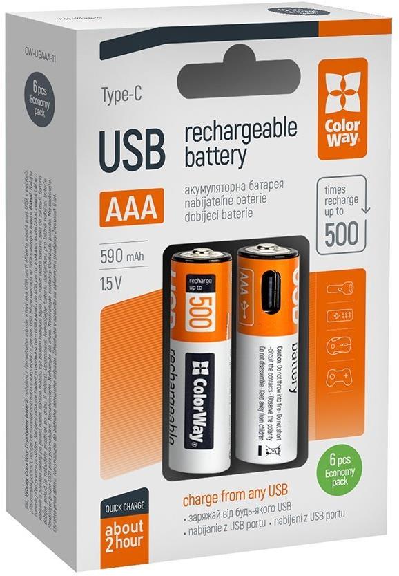 ColorWay AAA 590mAh USB-C - 6 db