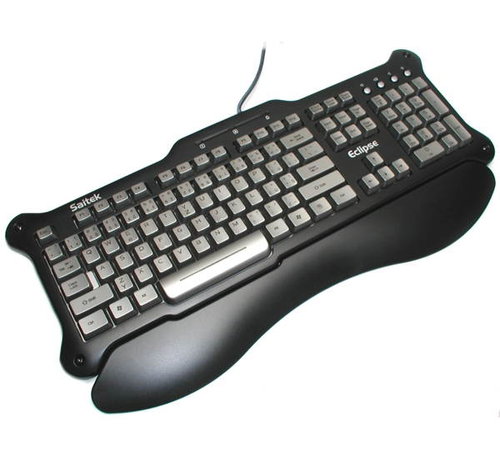 Klávesnice Saitek Eclipse Keyboard CZ- multimediální, černostříbrná, předložka, modře podsvícené klá - - - Main image