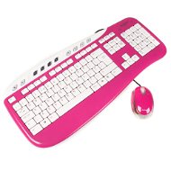 Saitek  Multimedia Keyboard a optická myš růžová - Keyboard and Mouse Set