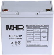 MHPower GE55-12 Gelový akumulátor 12V/55Ah, Terminál T1 - M6, Deep Cycle; GE55-12 - Baterie pro záložní zdroje