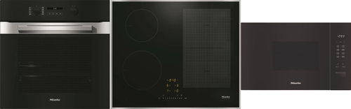 MIELE H 2861-1 B CleanSteel 125 Edition + MIELE KM 7466 FR 125 Edition + MIELE M 2230 SC - Oven, Cooktop and Microwave Set - Main image