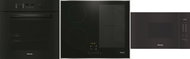 MIELE H 2861-1 BP Black 125 Edition + MIELE KM 7466 FR 125 Edition + MIELE M 2230 SC - Oven, Cooktop and Microwave Set