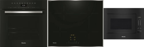 MIELE DGC 7351 Black Line + MIELE KM 7363 FR + MIELE M 2240 SC OBSW - Oven, Cooktop and Microwave Set - Main image