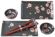 Made in Japan Sushi set Black & Pink Sakura MIJ 6 ks - Jídelní sada
