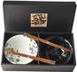 Bowl Set Made In Japan Silver Sakura Bowl Set with Chopsticks 400ml 2pcs - Sada misek