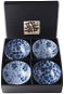 Bowl Set Made In Japan Blue Plum & Cherry Blossom Design Bowl Set 250ml 4pcs - Sada misek