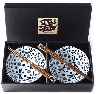 Made In Japan Blue Dragonfly Bowl Set with Chopsticks 400ml 2pcs - Bowl Set
