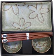 Made In Japan Sushi set with flower motif light green 6 pcs - Dish Set