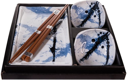 Made in Japan Sushi Set Blue & White 6 Stück - Sushi-Geschirrset - Hauptbild