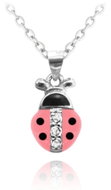 MINET Children's silver necklace Pink ladybug inlaid with crystals (Ag 925/1000, 2,5 g) - Necklace