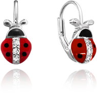 MINET Children's silver earrings Ladybug inlaid with cubic zirconia (Ag 925/1000, 2,15 g) - Earrings
