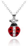 MINET Children's silver necklace Ladybug inlaid with crystals (Ag 925/1000, 2,5 g) - Necklace