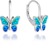 MINET Sparkling children's silver earrings Butterflies with blue opal (Ag 925/1000, 1,9 g) - Earrings