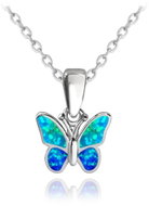 MINET Sparkling children's silver butterfly necklace with blue opal (Ag 925/1000, 2,15 g) - Necklace