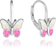 MINET Sparkling children's silver earrings Butterflies with pink opal (Ag 925/1000, 1,85 g) - Earrings