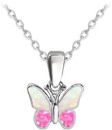 MINET Sparkling children's silver butterfly necklace with pink opal (Ag 925/1000, 2,1 g) - Necklace