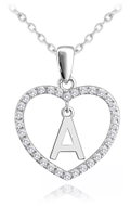 MINET Silver necklace letter in heart "A" with cubic zirconia (Ag 925/1000, 3,45 g) - Necklace