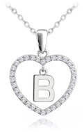 MINET Silver necklace letter in heart "B" with cubic zirconia (Ag 925/1000, 3,55 g) - Necklace