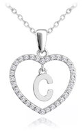 MINET Silver necklace letter in heart "C" with cubic zirconia (Ag 925/1000, 3,5 g) - Necklace