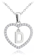 MINET Silver necklace letter in heart "D" with cubic zirconia (Ag 925/1000, 3,4 g) - Necklace