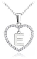 MINET Silver necklace letter in heart "E" with cubic zirconia (Ag 925/1000, 3,45 g) - Necklace