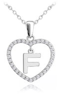 MINET Silver necklace letter in heart "F" with cubic zirconia (Ag 925/1000, 3,45 g) - Necklace