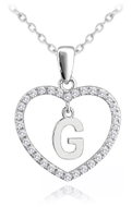 MINET Silver necklace letter in heart "G" with cubic zirconia (Ag 925/1000, 3,45 g) - Necklace